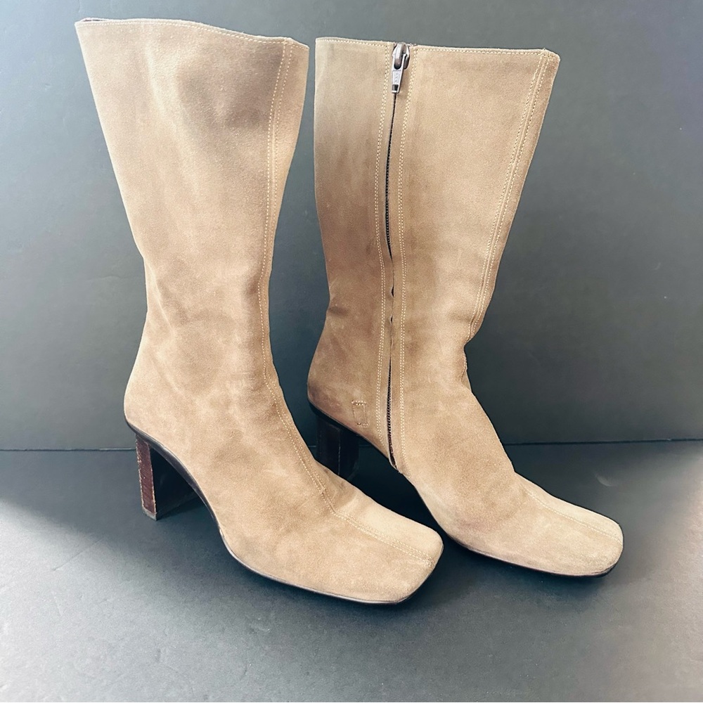 Italy 36 Fornarina Women's Tan Suede Boots Heels US6